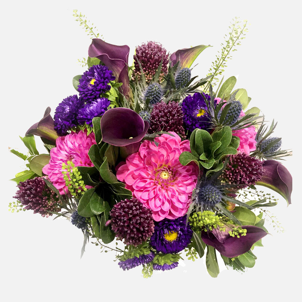 Dark Purple Cala with Touch of Pink Centrepiece Fleuressence
