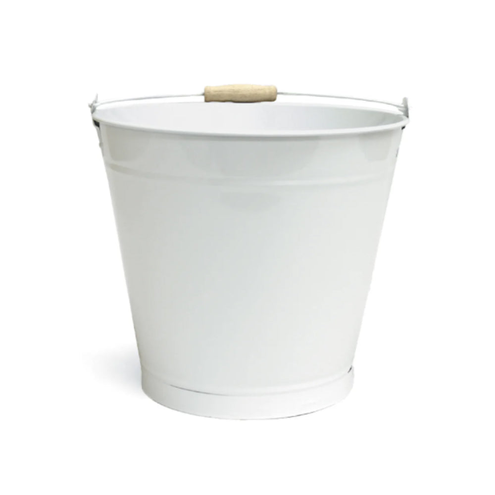 White Tin Bucket with Handle Fleuressence