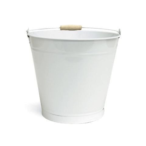 White Tin Bucket with Handle Fleuressence 